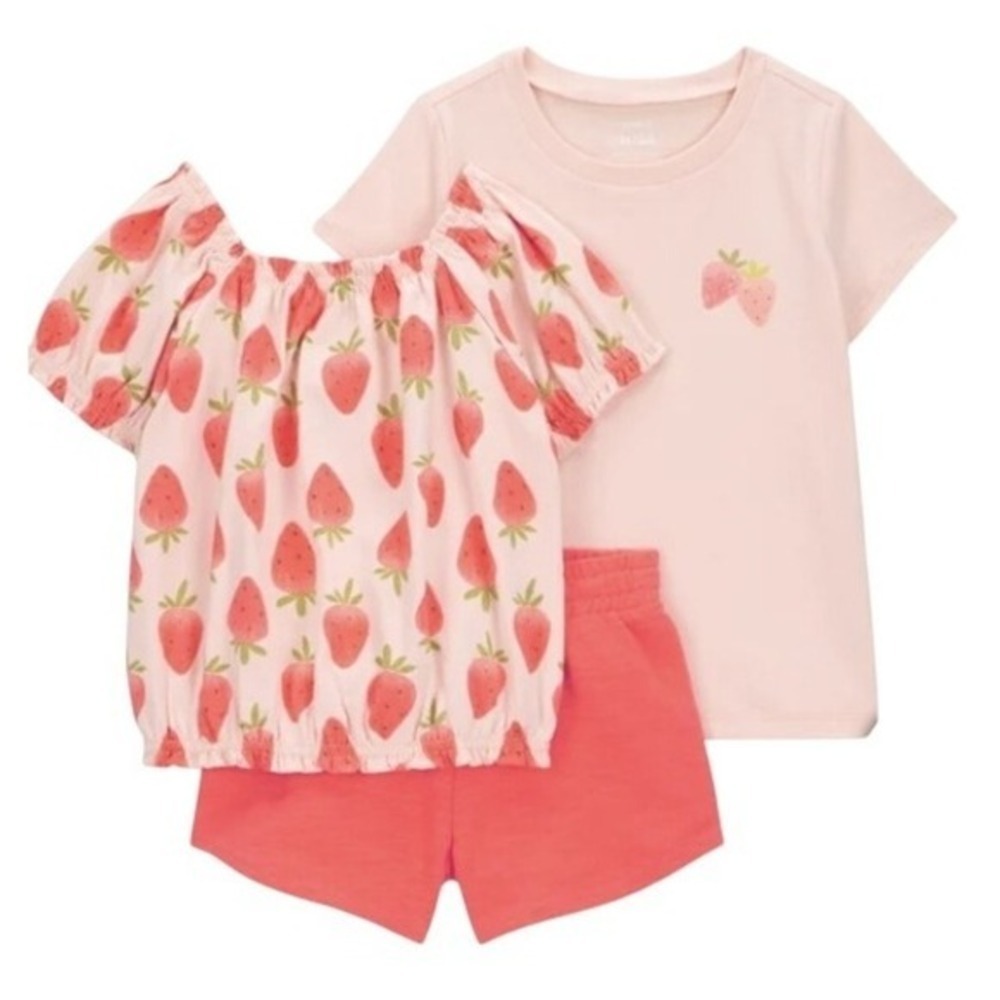 Carter's Kids' 3-piece Strawberry Playwear Set Pink 4T New with Tags! - Picture 9 of 9